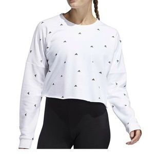 Adidas white logo cut off cropped crew neck